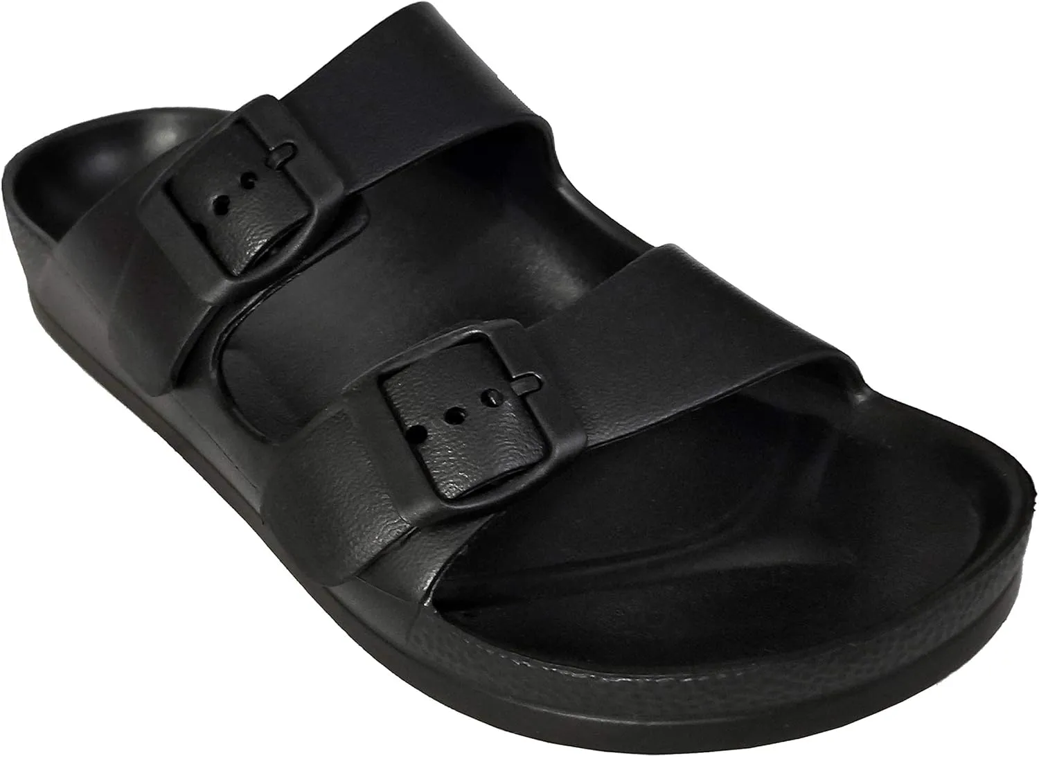 H2K Women's Lightweight Comfort Soft Slides EVA Adjustable Double Buckle Flat Sandals Buddy