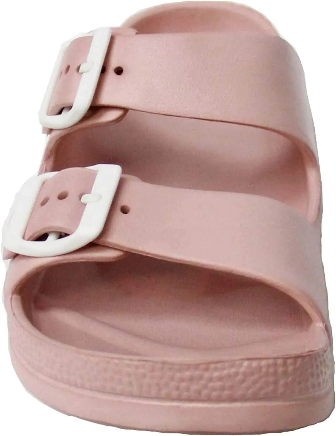 H2K Women's Lightweight Comfort Soft Slides EVA Adjustable Double Buckle Flat Sandals Buddy
