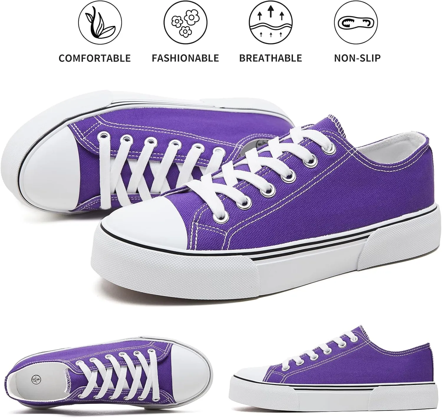 hash bubbie White Sneakers for Women Low Top Canvas Shoes Womens Canvas Sneakers Women's Fashion Sneakers Slip on Casual Tennis Shoes