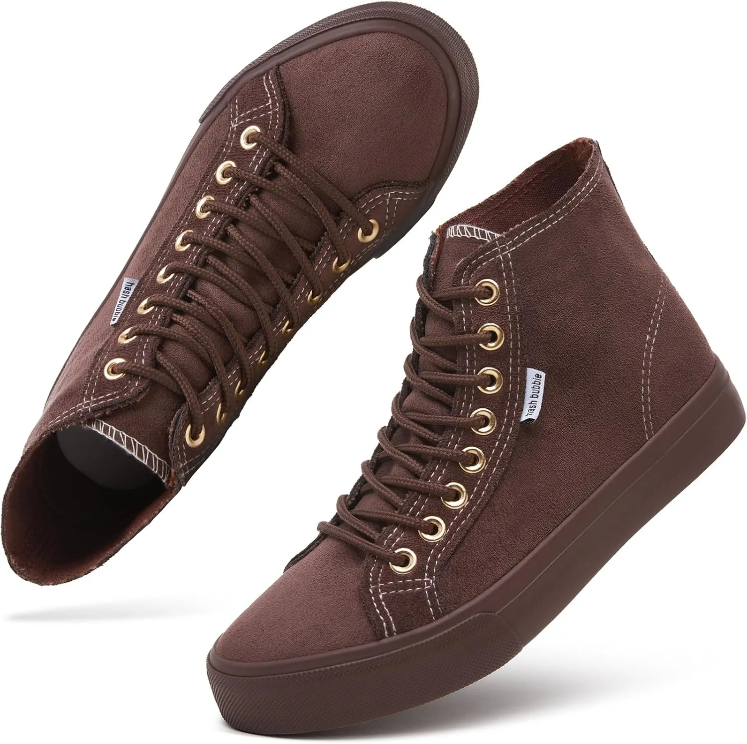 hash bubbie Women's High Top Sneakers Lace up Fashion Sneakers Suede High Tops Shoes Tennis Shoes
