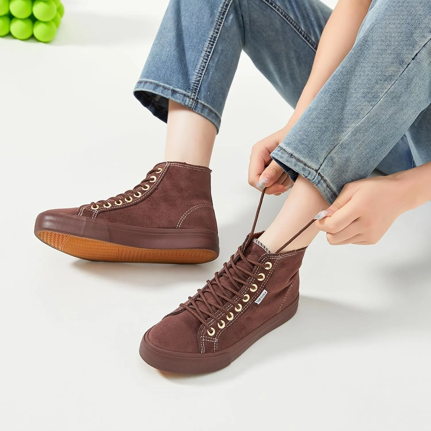 hash bubbie Women's High Top Sneakers Lace up Fashion Sneakers Suede High Tops Shoes Tennis Shoes