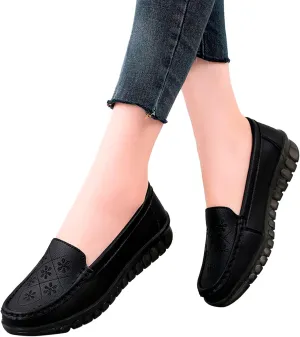 Hbeylia Retro Slip On Loafers for Women Ladies Fashion Casual Chunky Button Breathable Cloth Dressy Shoes Oxford Comfort Ballet Flats Dress Shoes for Work Nurse
