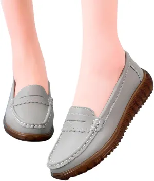 Hbeylia Retro Slip On Loafers for Women Ladies Fashion Casual Chunky Button Breathable Cloth Dressy Shoes Oxford Comfort Ballet Flats Dress Shoes for Work Nurse