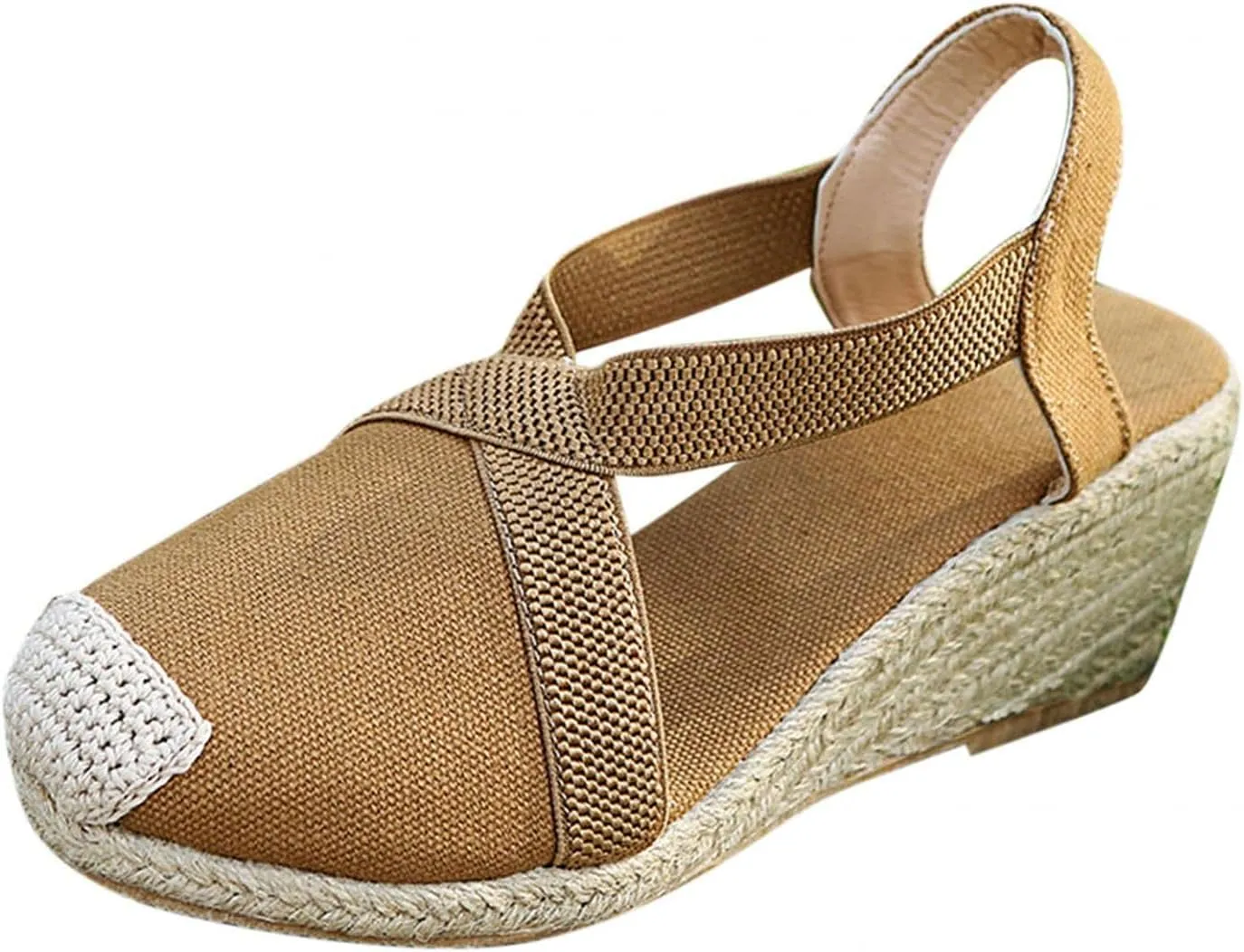 Hbeylia Wedge Platform Espadrille Ballet Flats for Women Ladies Fashion Casual Closed Toe Cross Ankle Strap Slingback Chunky High Heels Dress Sandals Slip On Loafers Autumn Summer Walking Shoes