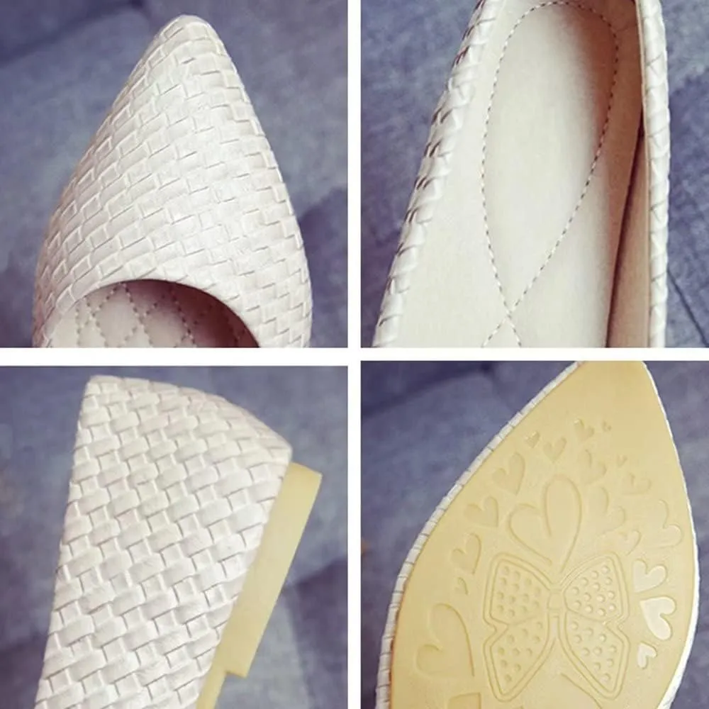 Hee grand Classic Weave Pointed Toe Ballet Flats for Women Comfort Light Weight Loafers Slip-On Work Flats Elegant Dress Shoes