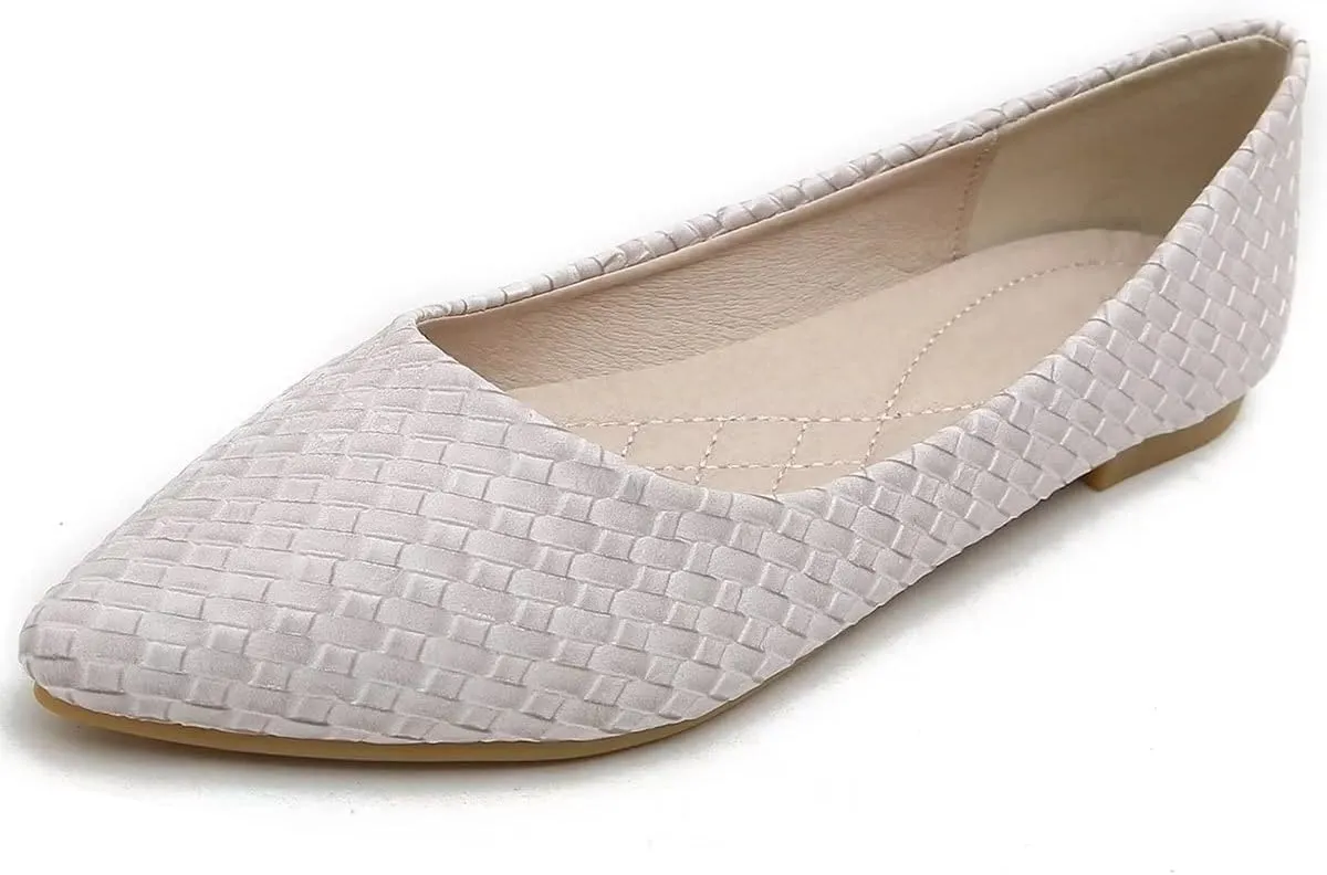 Hee grand Classic Weave Pointed Toe Ballet Flats for Women Comfort Light Weight Loafers Slip-On Work Flats Elegant Dress Shoes
