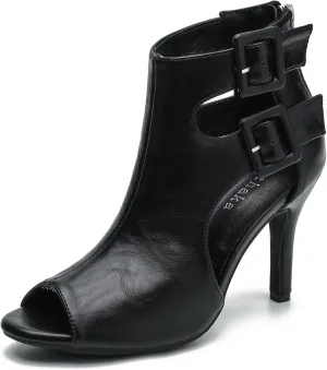Heels for Women Open Toe Boots Cutout Ankle Strap Buckle Stiletto High Heel Sandals for Prom Party Wedding