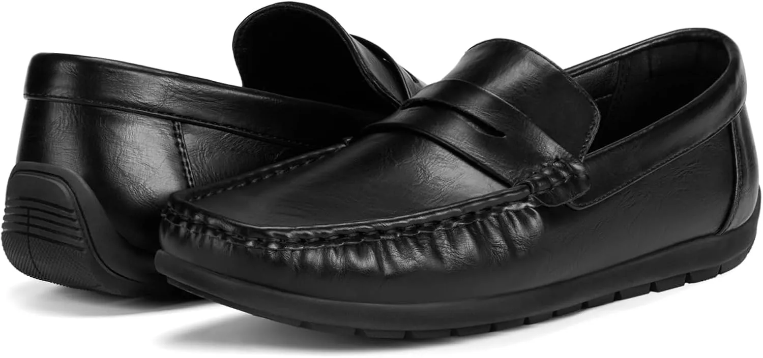 HEEZ Men's Loafers Slip On Dress Shoes Penny Loafers Leather Casual Driving Boat Shoes for Men