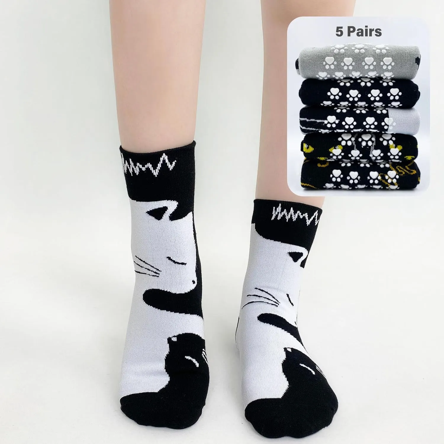 Hellomamma Grip Socks for Women - Non Slip Yoga & Ballet Workout Socks with Animal Pattern
