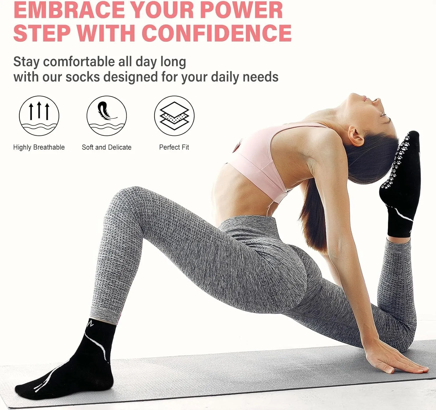 Hellomamma Grip Socks for Women - Non Slip Yoga & Ballet Workout Socks with Animal Pattern