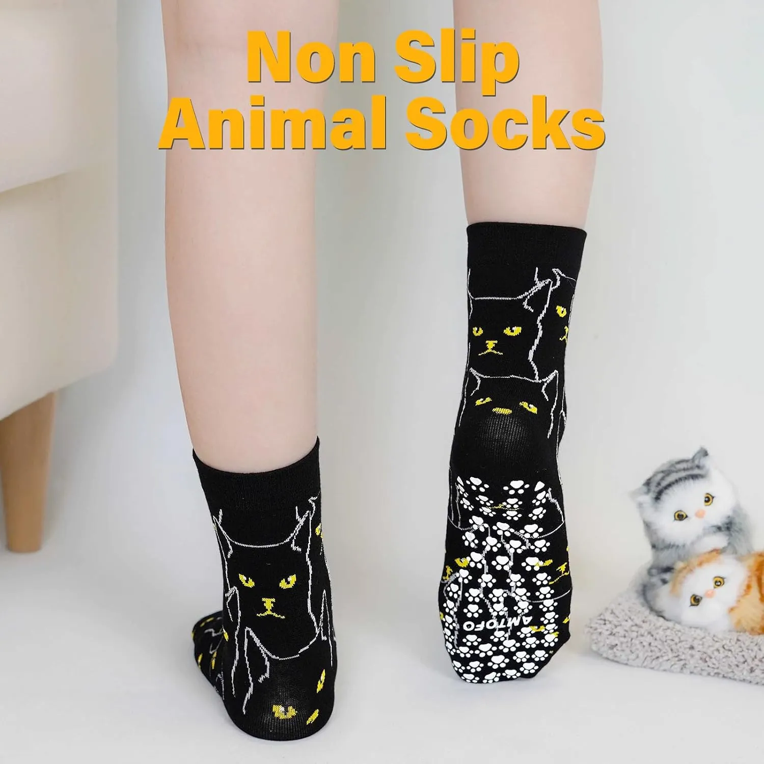 Hellomamma Grip Socks for Women - Non Slip Yoga & Ballet Workout Socks with Animal Pattern