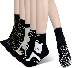 Hellomamma Grip Socks for Women - Non Slip Yoga & Ballet Workout Socks with Animal Pattern