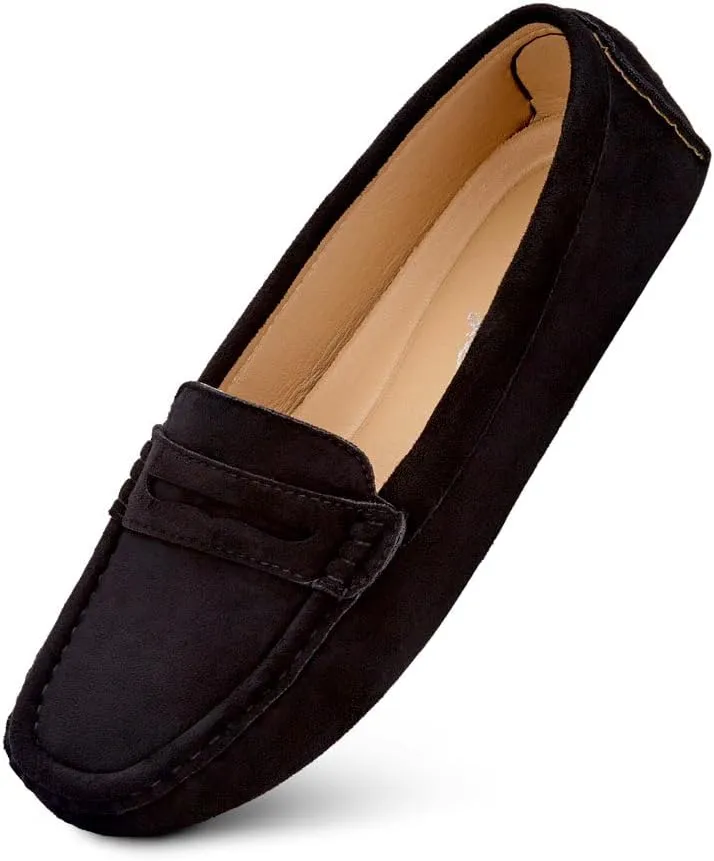 Herstyle Women's Penny Loafers, Slip On Flats for Business & Work, Comfortable Driving Moccasins with Cushioned Footbed, Lightweight Dressy Shoes for Women (Trendy 2025)