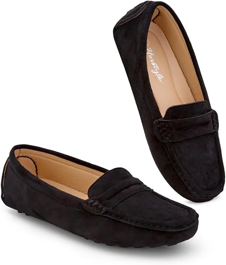 Herstyle Women's Penny Loafers, Slip On Flats for Business & Work, Comfortable Driving Moccasins with Cushioned Footbed, Lightweight Dressy Shoes for Women (Trendy 2025)