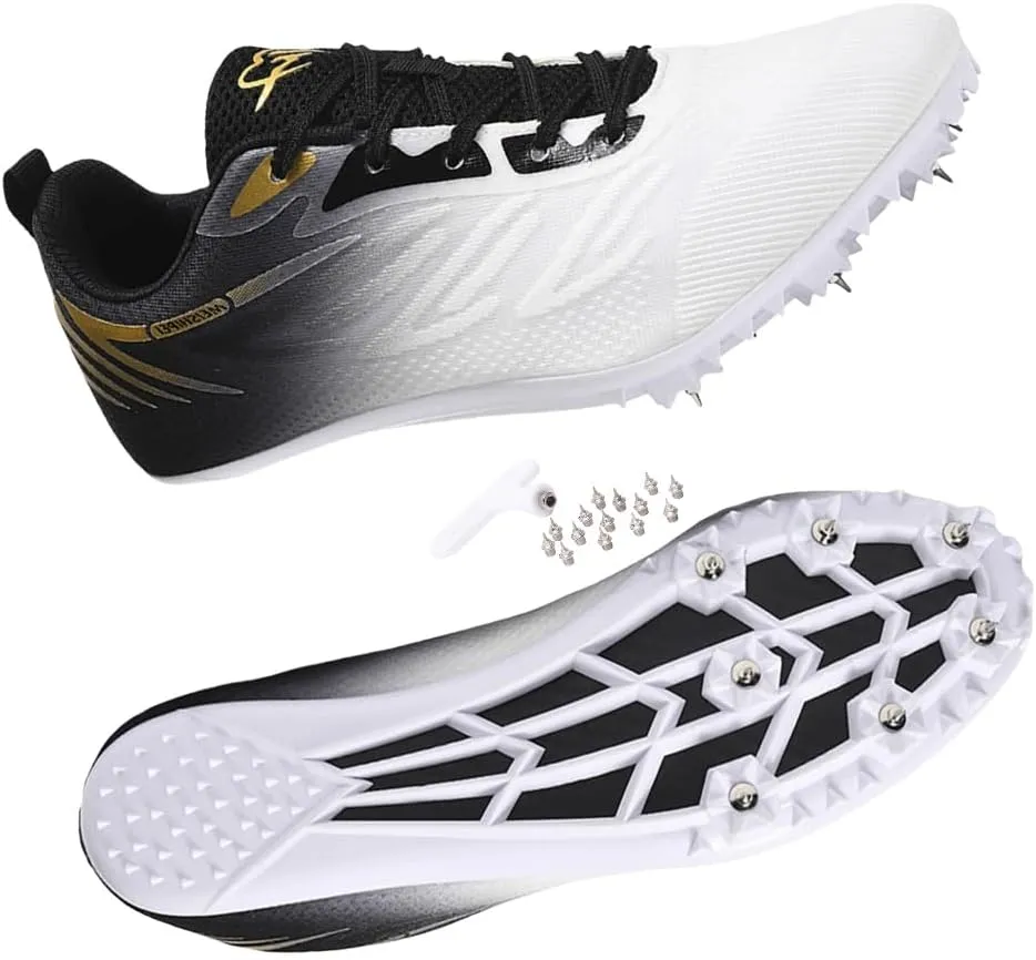 HESBITEUL Mens Track and Field Shoes Sprint Sport Sneakers Youth Professional Training Racing Running Shoes