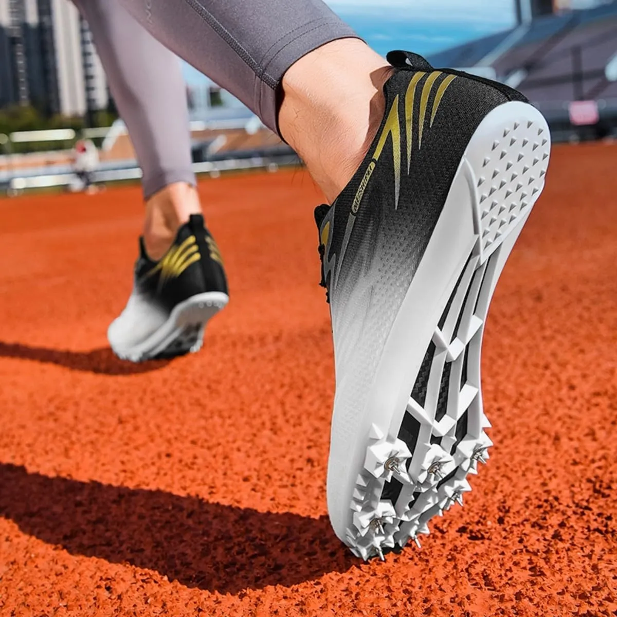 HESBITEUL Mens Track and Field Shoes Sprint Sport Sneakers Youth Professional Training Racing Running Shoes