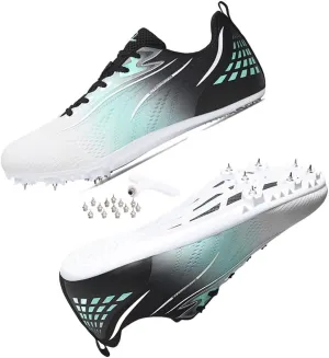 HESBITEUL Mens Track and Field Shoes Sprint Sport Sneakers Youth Professional Training Racing Running Shoes