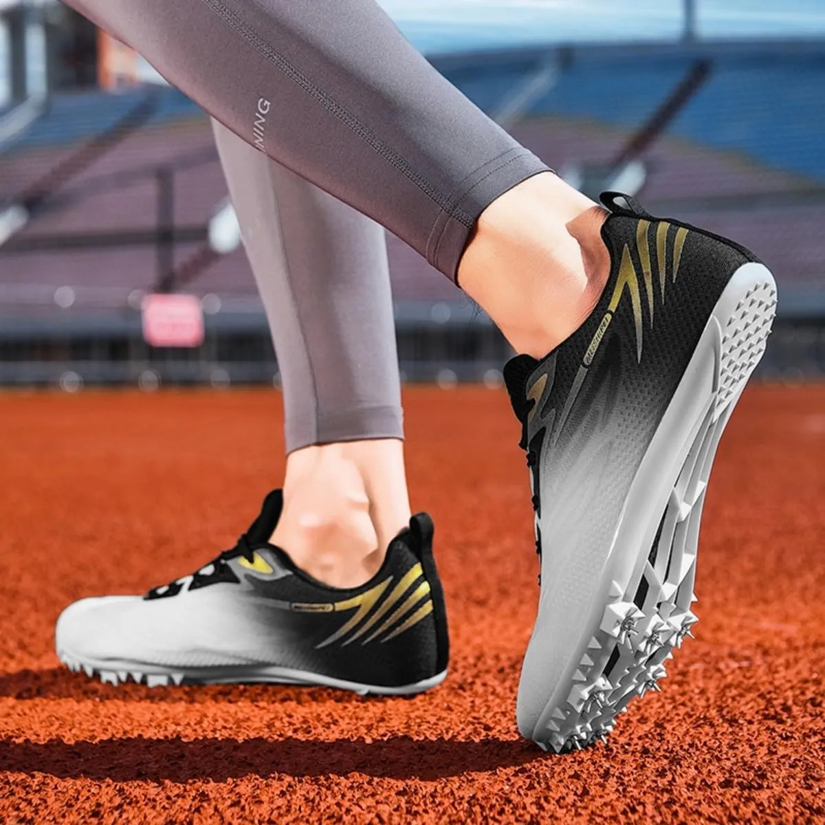 HESBITEUL Mens Track and Field Shoes Sprint Sport Sneakers Youth Professional Training Racing Running Shoes