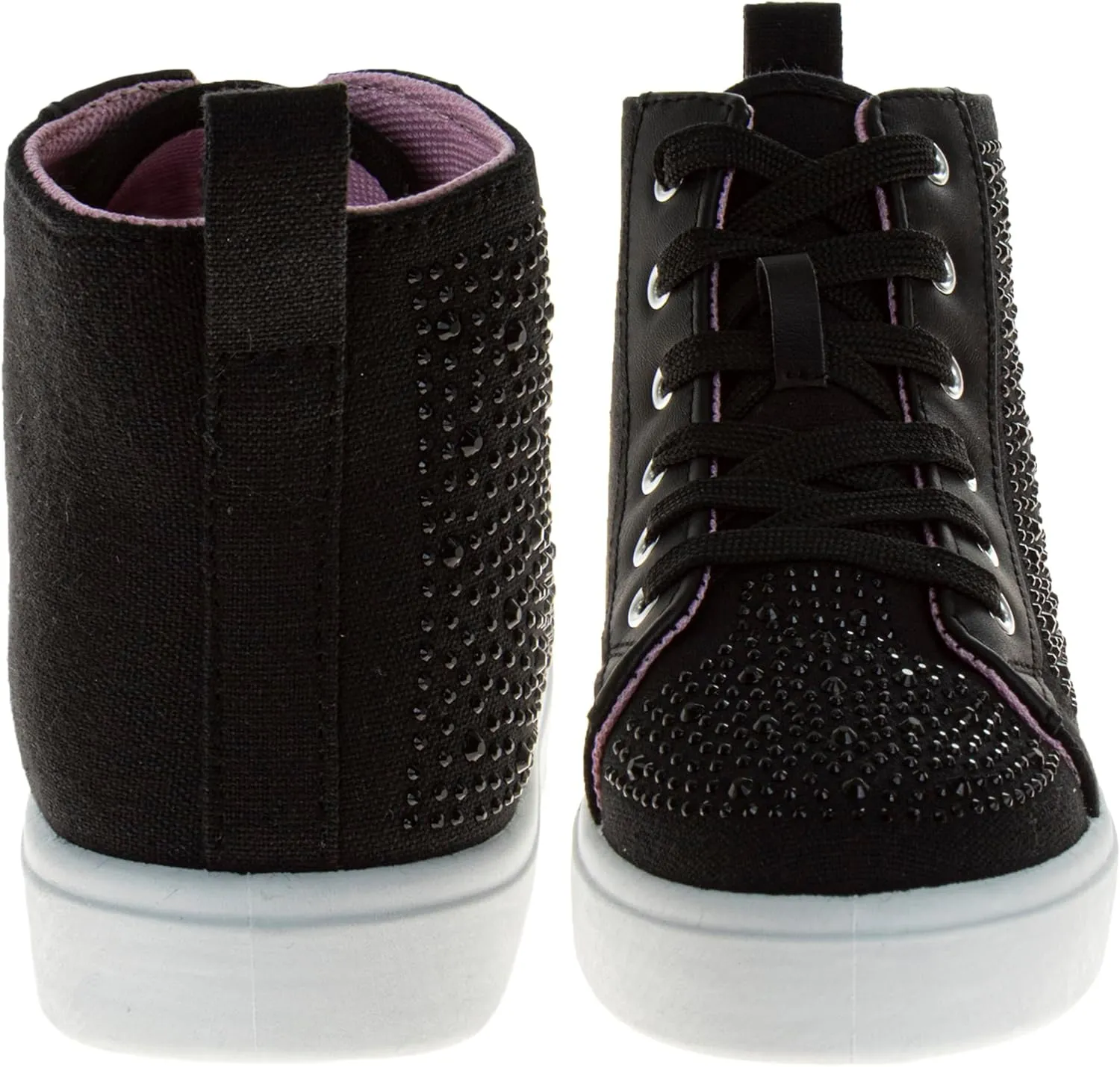 Hightop Sneakers Sparkly Glitter Lace Up Non Slip - Kids Casual Fashion High Top Shoes (Sizes: 11-13 Little Kid / 1-4 Big Kid)