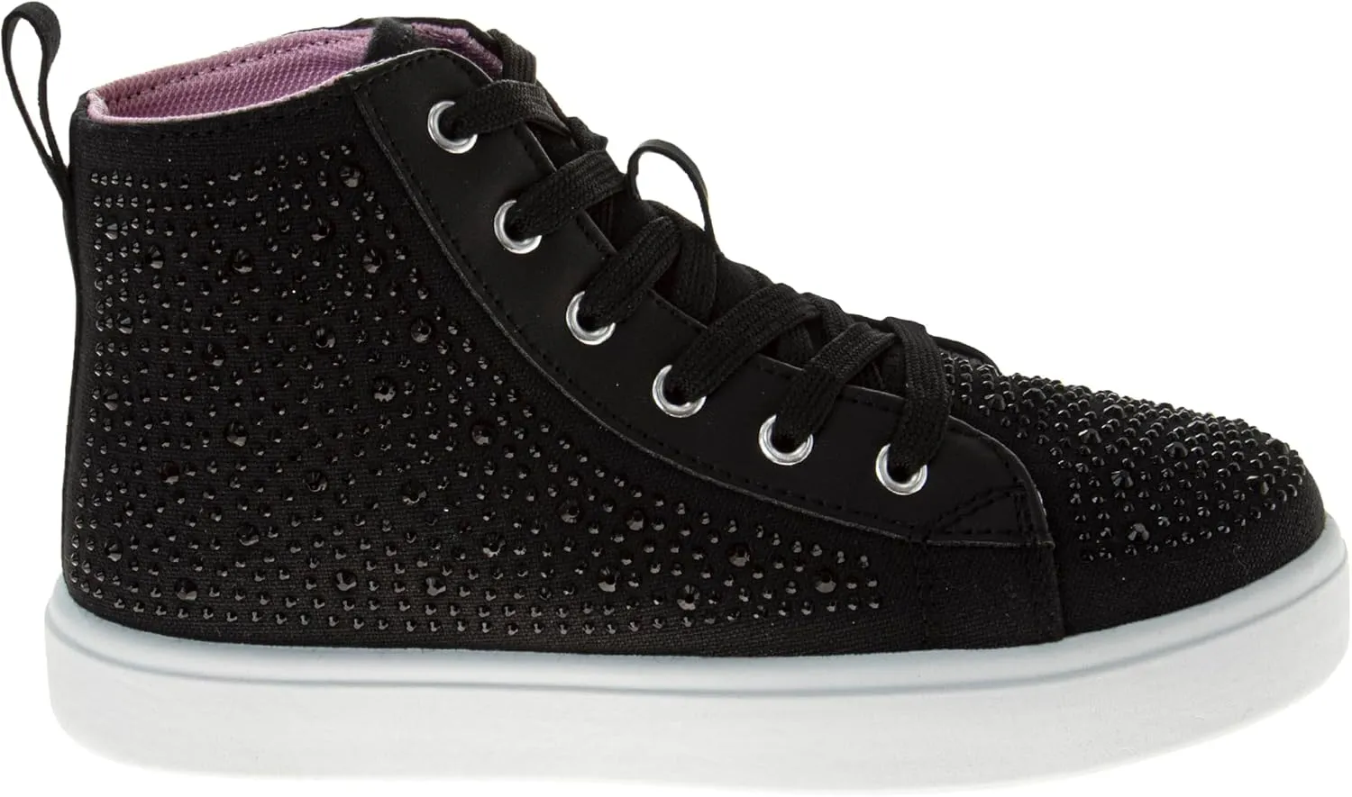 Hightop Sneakers Sparkly Glitter Lace Up Non Slip - Kids Casual Fashion High Top Shoes (Sizes: 11-13 Little Kid / 1-4 Big Kid)