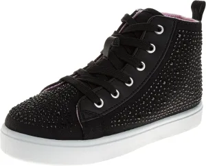 Hightop Sneakers Sparkly Glitter Lace Up Non Slip - Kids Casual Fashion High Top Shoes (Sizes: 11-13 Little Kid / 1-4 Big Kid)