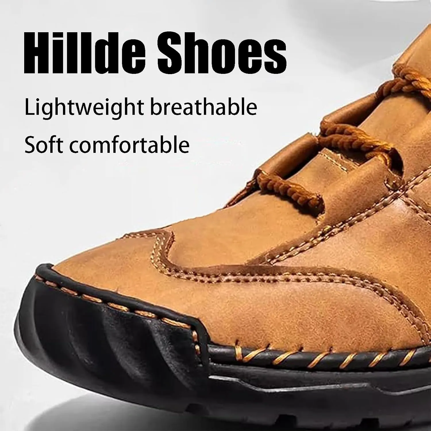 Hillde Shoes, Hillde Mens Shoes, Hillde Boots Men's Casual Leather Fashion Sneakers Ankle Chukka Boots Handmade Mid-top Non-Slip Walking Driving Shoes(Brown,US 10.5)