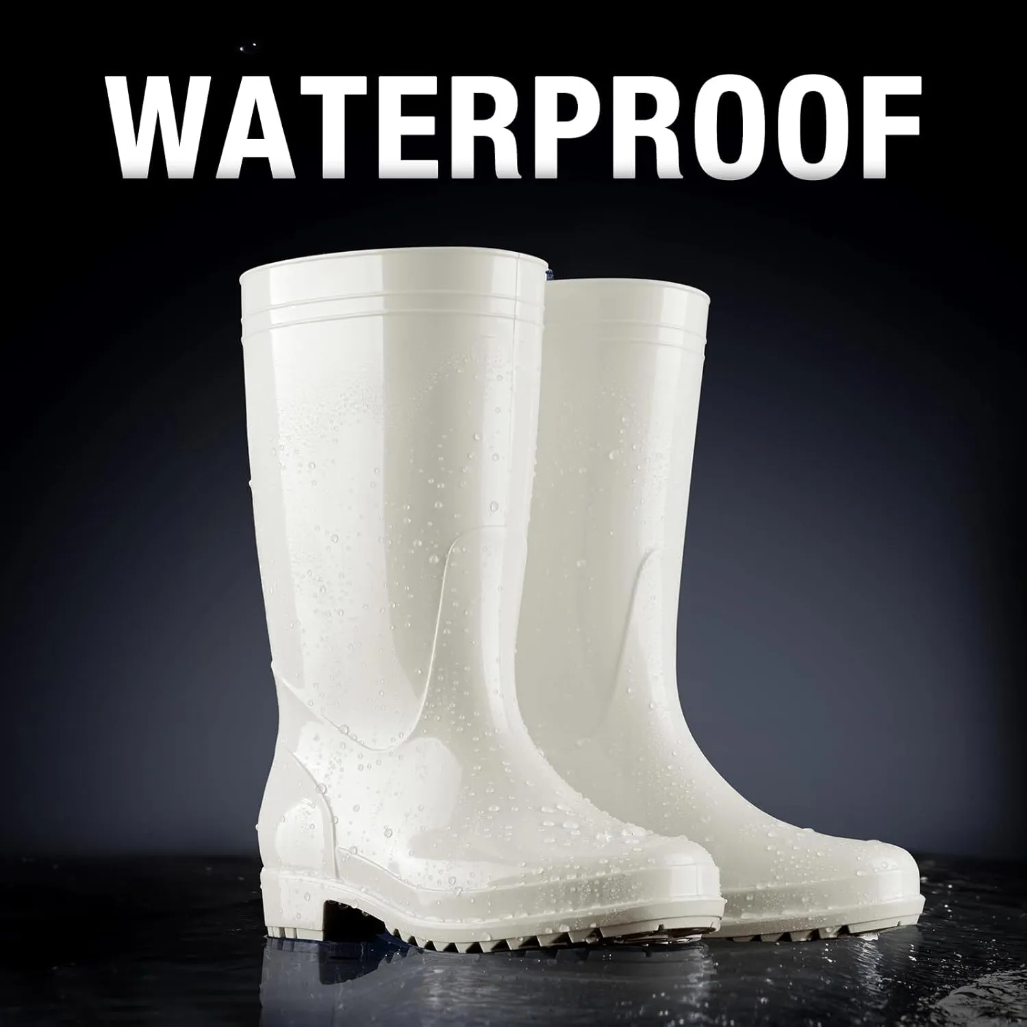 HISEA Men's Rain Boots Waterproof, Garden Fishing Outdoor Work PVC Boots, Durable Slip Resistant Boots for Agriculture and Industrial Working