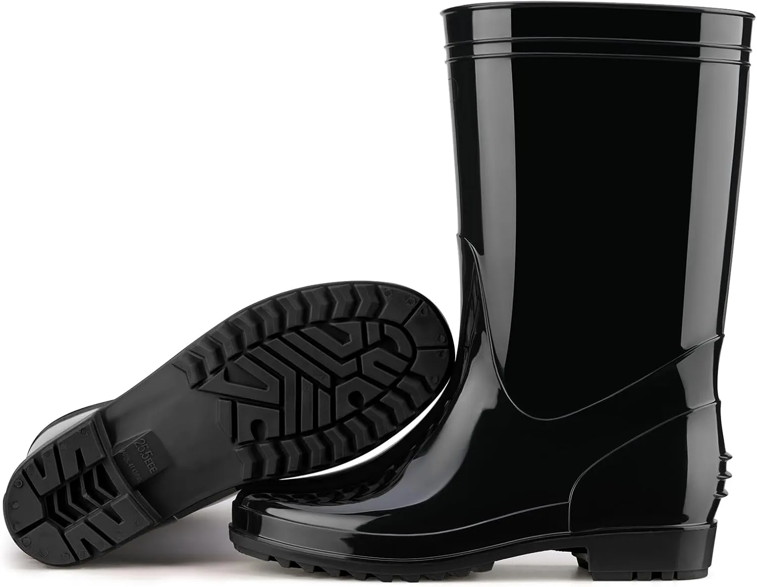 HISEA Men's Rain Boots Waterproof, Garden Fishing Outdoor Work PVC Boots, Durable Slip Resistant Boots for Agriculture and Industrial Working