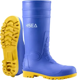 HISEA Men's Steel Toe Rain Boots PVC Rubber Boots, Waterproof Garden Fishing Outdoor Work Boots, Durable Slip Resistant Knee Boots for Agriculture and Industrial Working