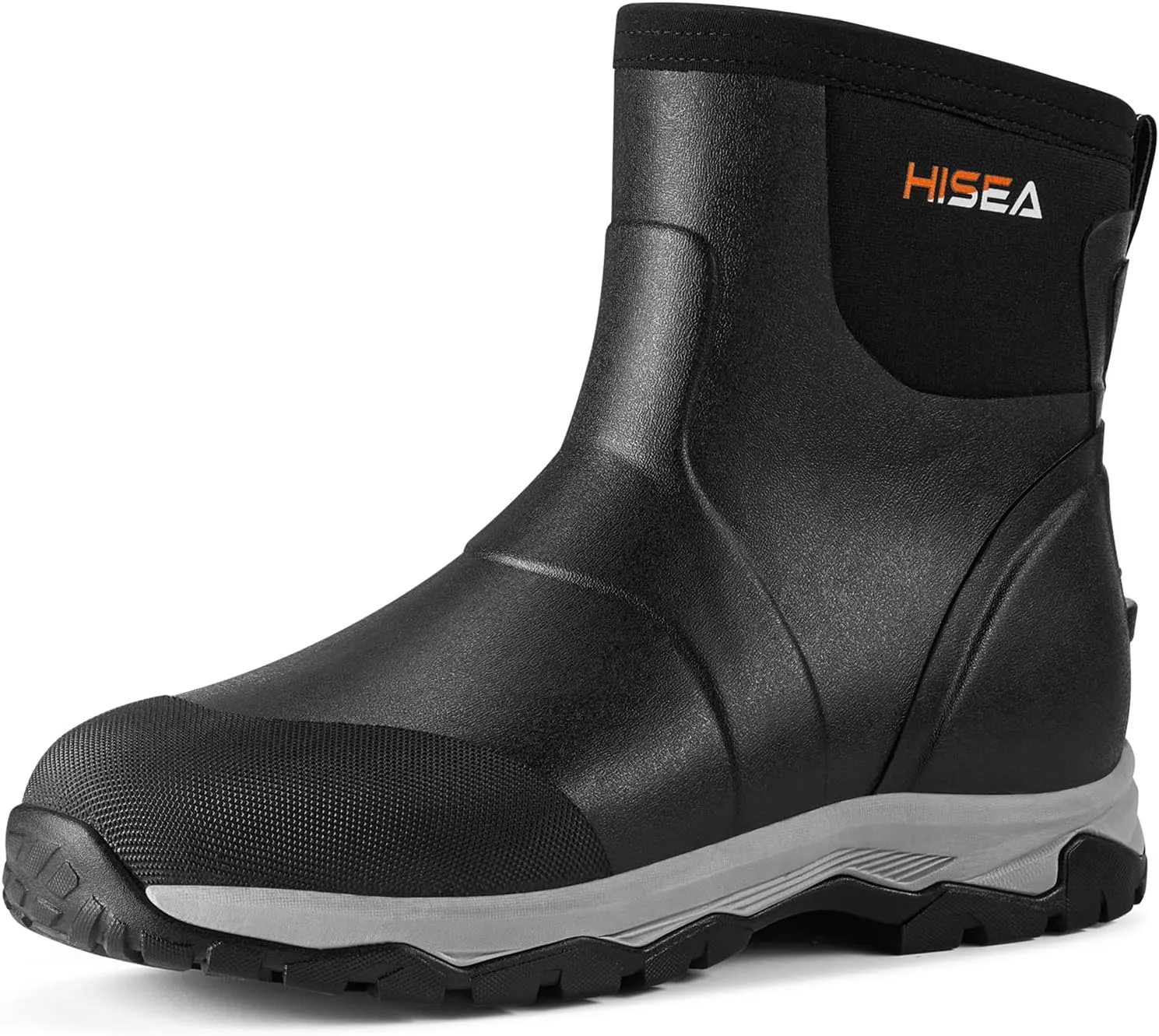 HISEA Upgraded Excursion Pro Men's Rain Boots, Ankle Height Rubber Hunting Boots Waterproof Insulated Neoprene Boots Durable Outdoor Mud Booties for Hunting Gardening Farming Fishing and Yard Work