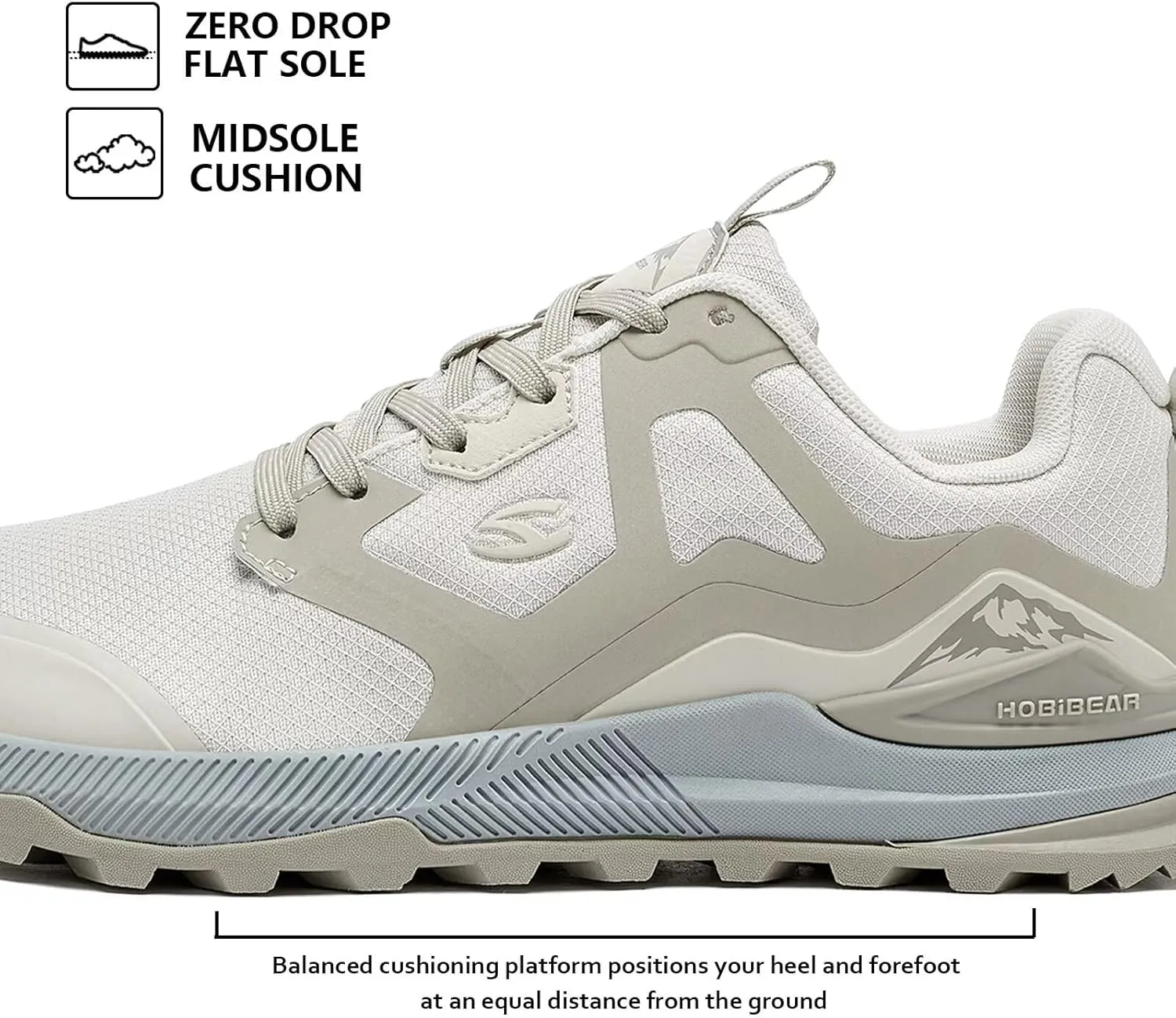 HOBIBEAR Men's Trail Running Shoes | Wide Toe | Trekking | Non-Slip Hiking Sneakers