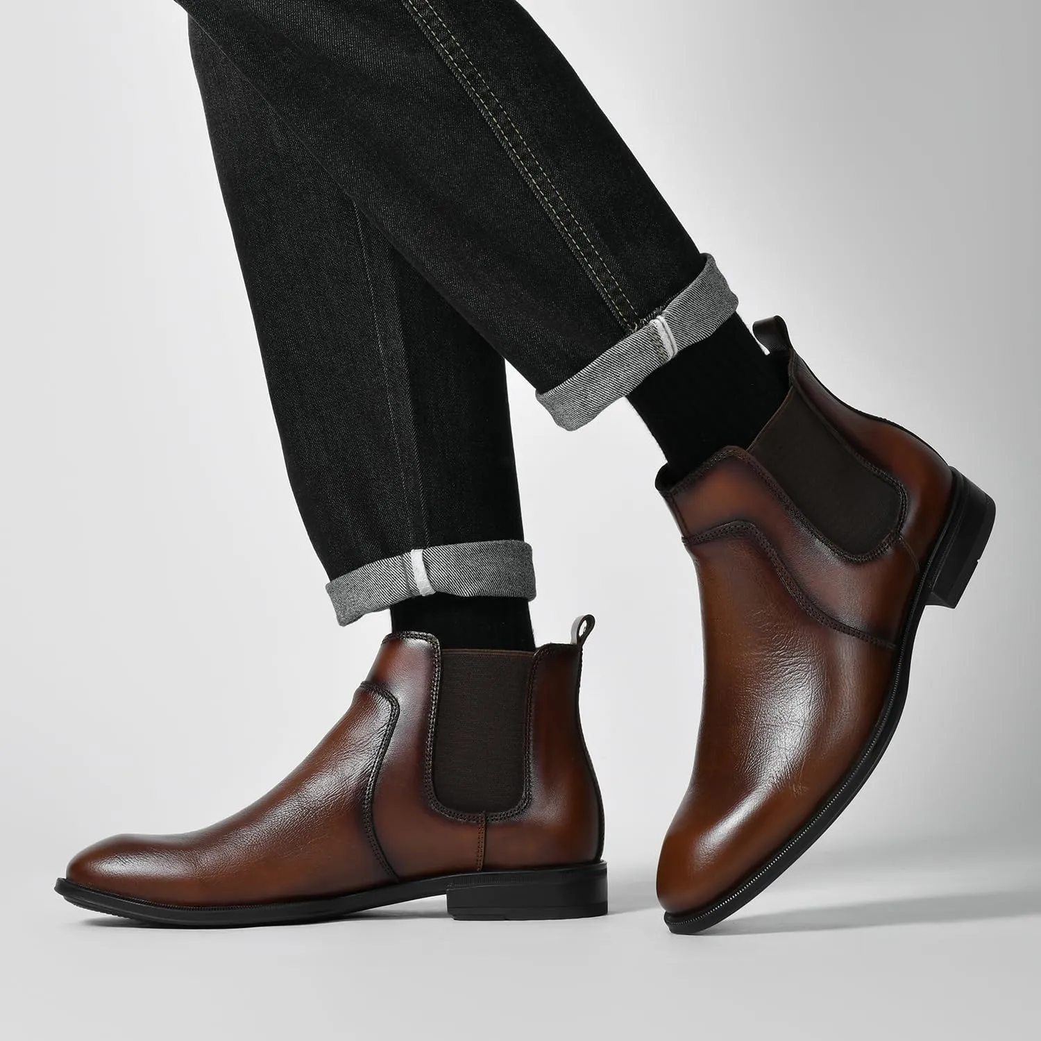 Holy dove Chelsea Boots Men – Genuine Leather,Chelsea Boots for Men with Side Zipper, Casual Slip-On Ankle Boots, Chukka & Oxford Style Dress Boots