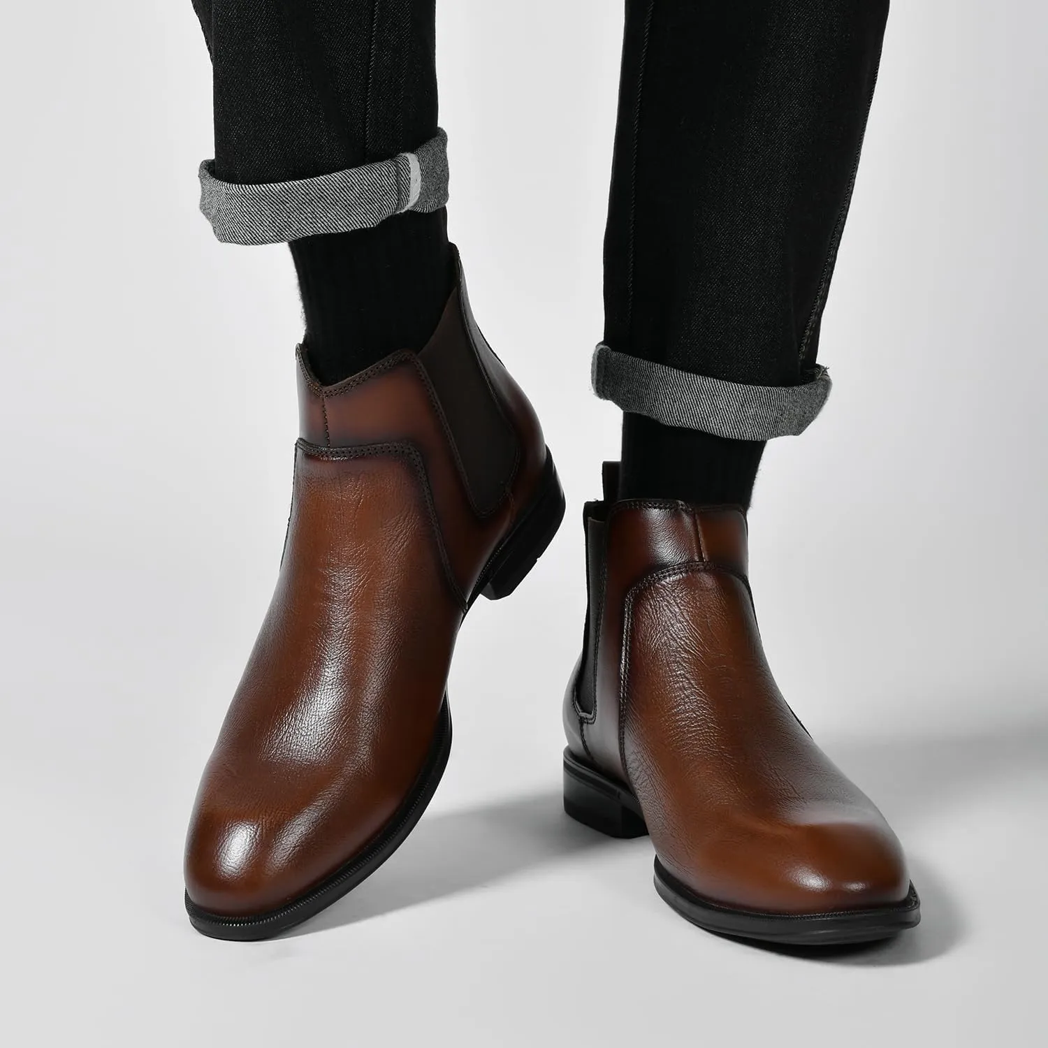 Holy dove Chelsea Boots Men – Genuine Leather,Chelsea Boots for Men with Side Zipper, Casual Slip-On Ankle Boots, Chukka & Oxford Style Dress Boots