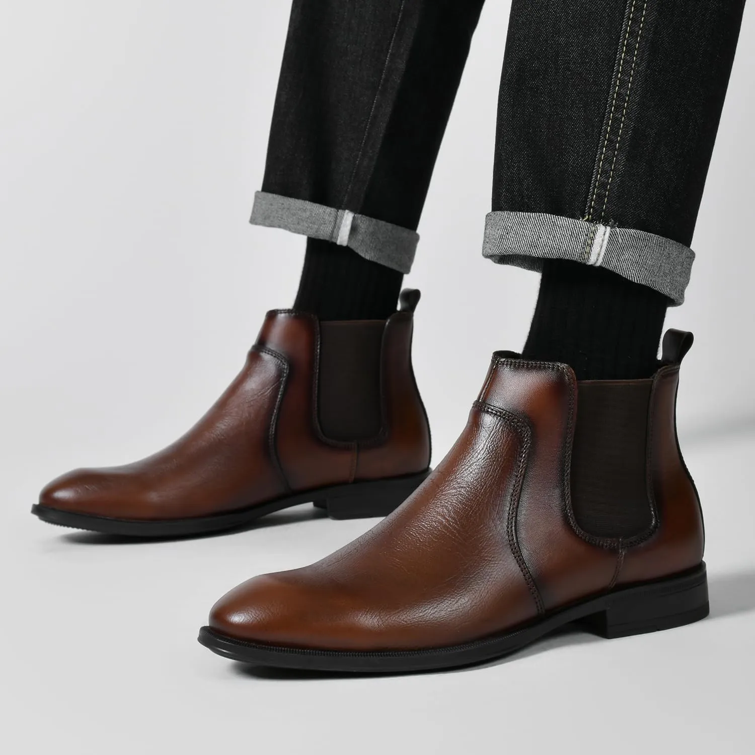 Holy dove Chelsea Boots Men – Genuine Leather,Chelsea Boots for Men with Side Zipper, Casual Slip-On Ankle Boots, Chukka & Oxford Style Dress Boots