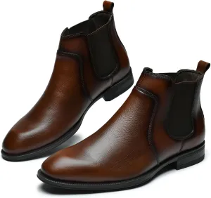 Holy dove Chelsea Boots Men – Genuine Leather,Chelsea Boots for Men with Side Zipper, Casual Slip-On Ankle Boots, Chukka & Oxford Style Dress Boots
