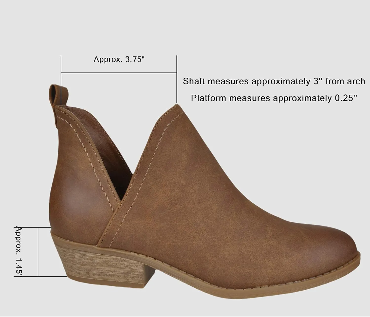 HOMEHOT Chunky Ankle Boots for Women Low Heel Almond Toe Western Shoes Cutout Chelsea Booties