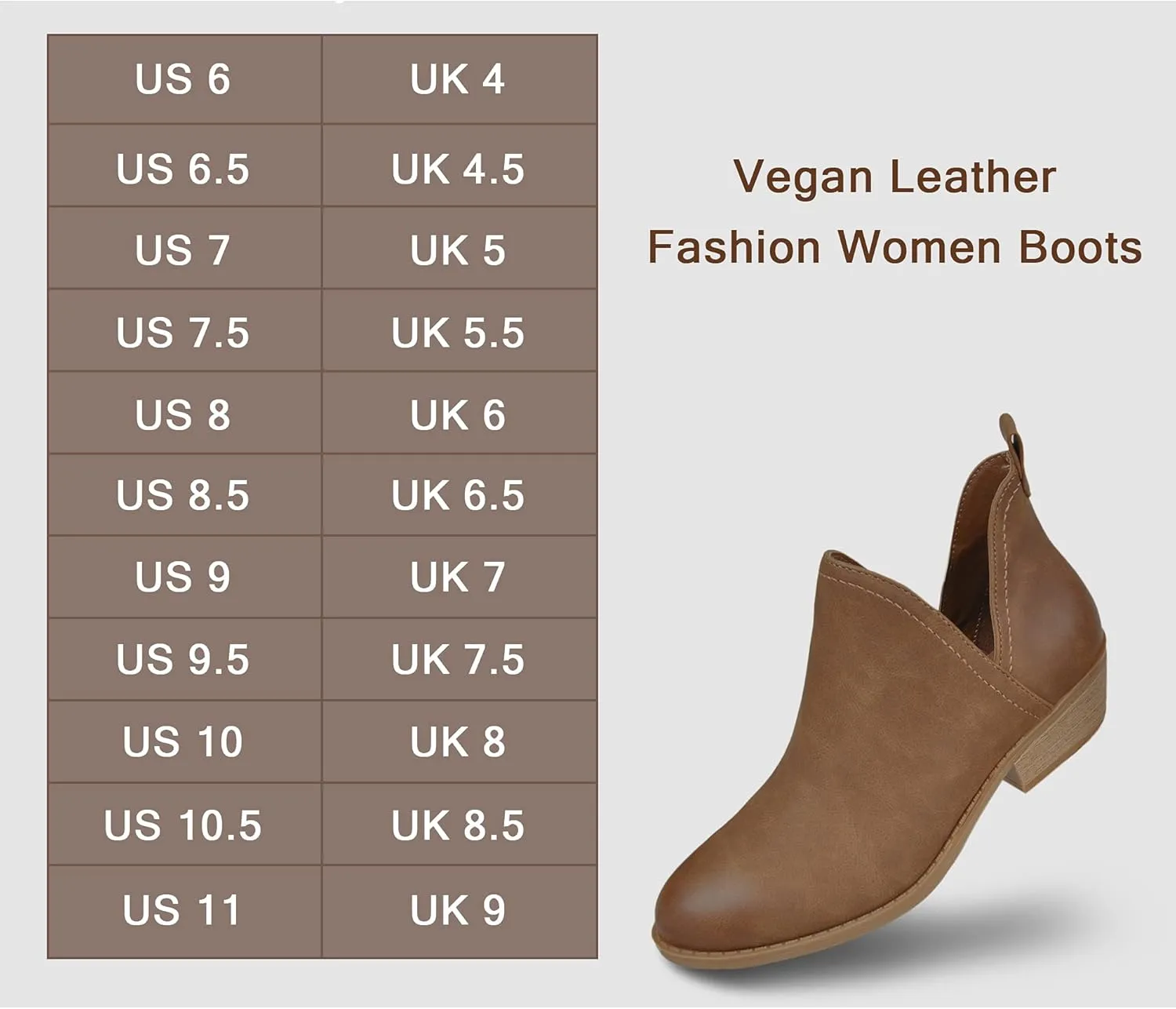 HOMEHOT Chunky Ankle Boots for Women Low Heel Almond Toe Western Shoes Cutout Chelsea Booties