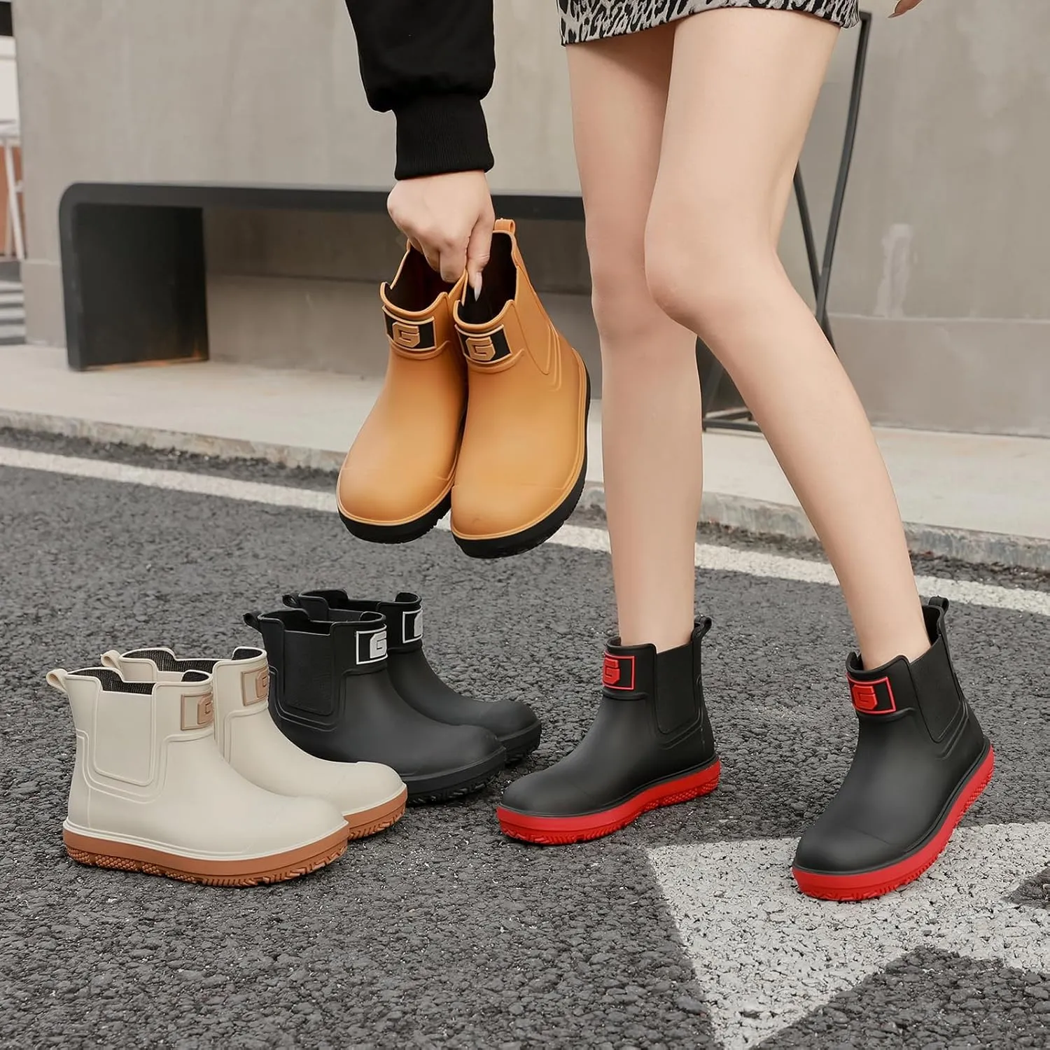 HSBDNZQ Deck Rain Boots Men Women, Short Waterproof Rubber Boots, Anti Slip Lightweight Water Shoes Unisex, Original Chelsea Garden Boots, Durable Fishing Boots Outdoor, Mud Work Booties