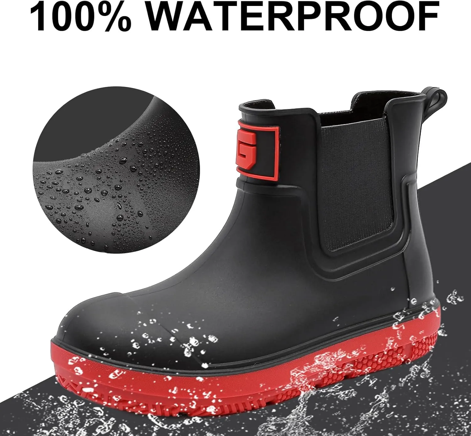 HSBDNZQ Deck Rain Boots Men Women, Short Waterproof Rubber Boots, Anti Slip Lightweight Water Shoes Unisex, Original Chelsea Garden Boots, Durable Fishing Boots Outdoor, Mud Work Booties