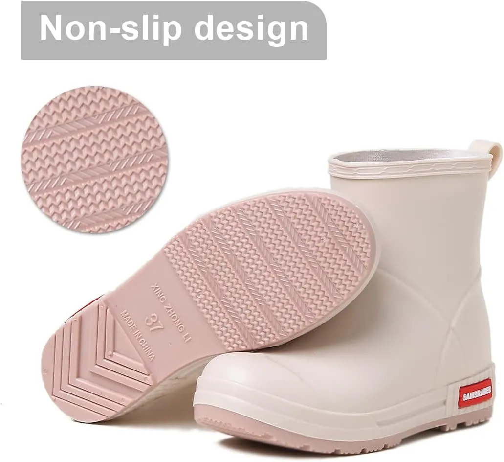 HSBDNZQ Rain Boots for Women, Lightweight Warm Waterproof Rain Boots, Anti-Slipping Garden Boots Soft and Durable, Chelsea Rain Boots with Comfortable Insoles for Outdoor