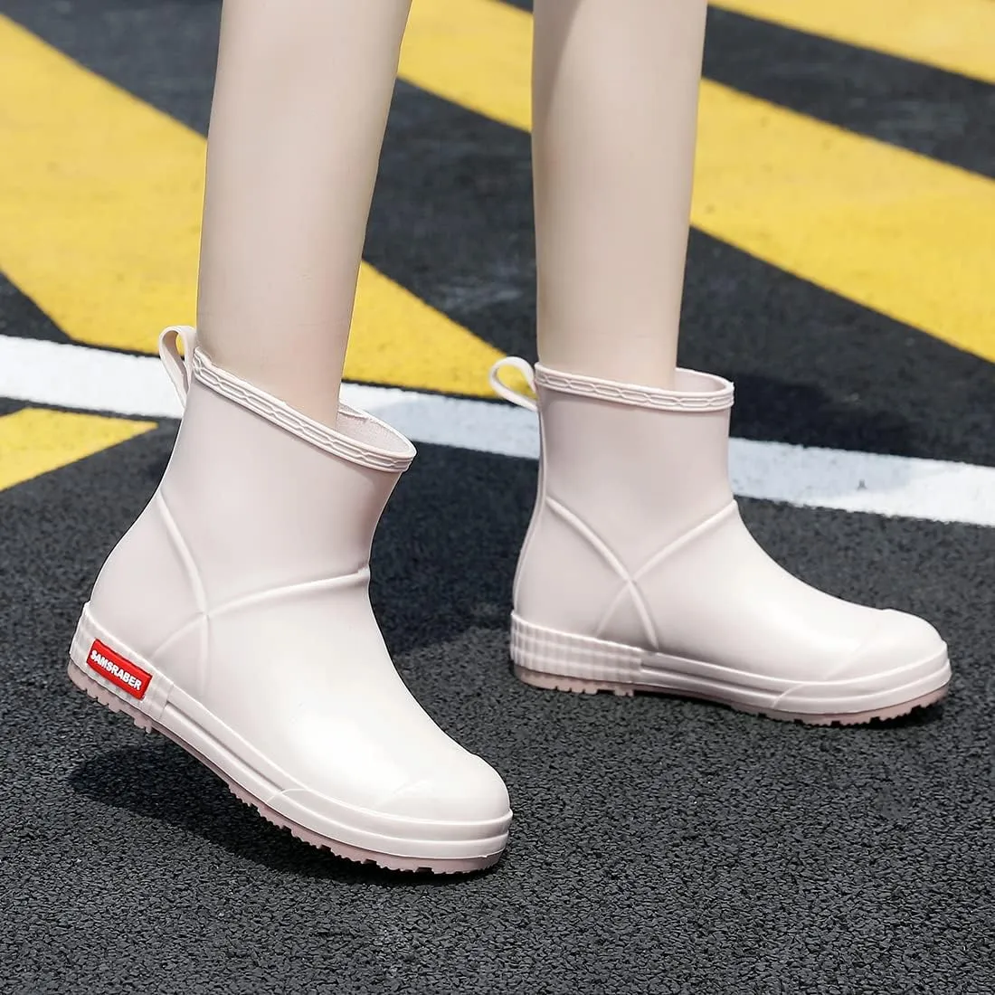 HSBDNZQ Rain Boots for Women, Lightweight Warm Waterproof Rain Boots, Anti-Slipping Garden Boots Soft and Durable, Chelsea Rain Boots with Comfortable Insoles for Outdoor