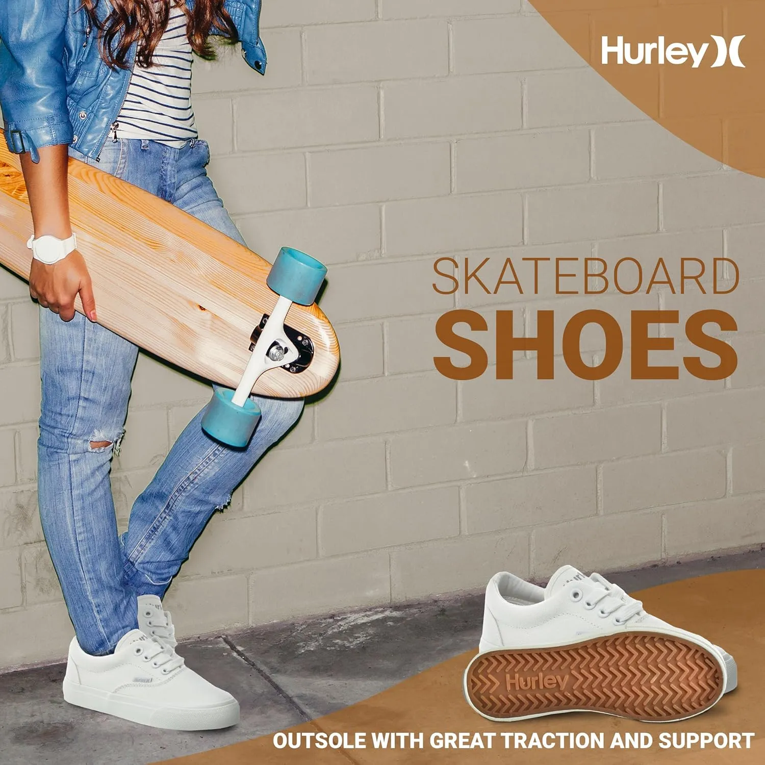 Hurley Marley Kids Lace Up Canvas Sneakers – Low Cut Skateboarding Shoes for Kids, Sports Shoes for Boys and Girls