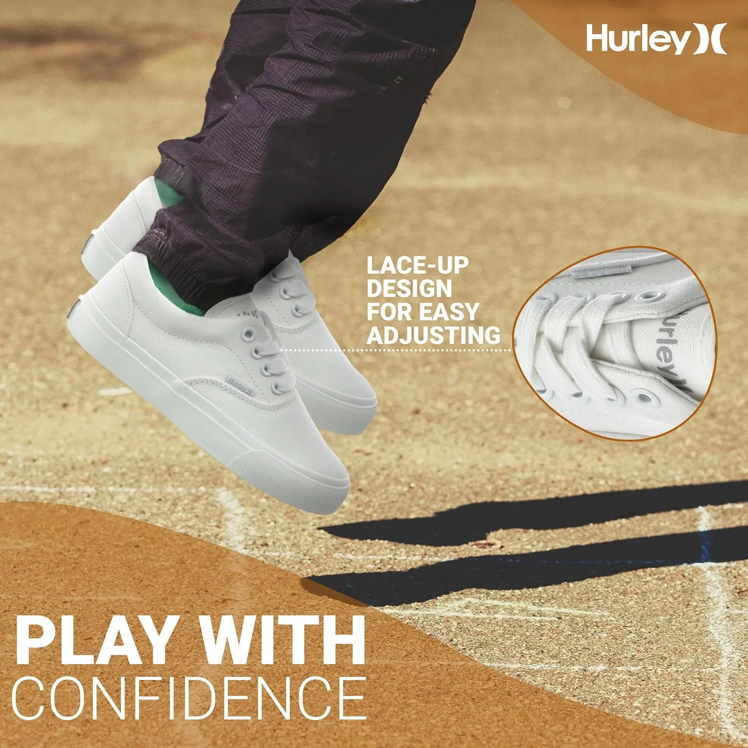 Hurley Marley Kids Lace Up Canvas Sneakers – Low Cut Skateboarding Shoes for Kids, Sports Shoes for Boys and Girls