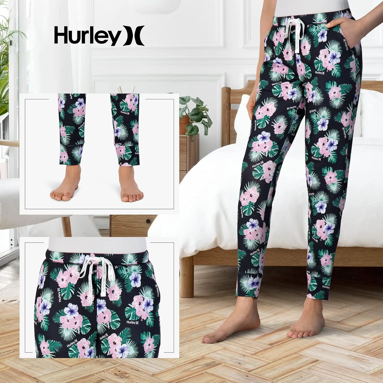 Hurley Womens 2 Pack Pajama Pants, Cute Super Soft Sleep Joggers