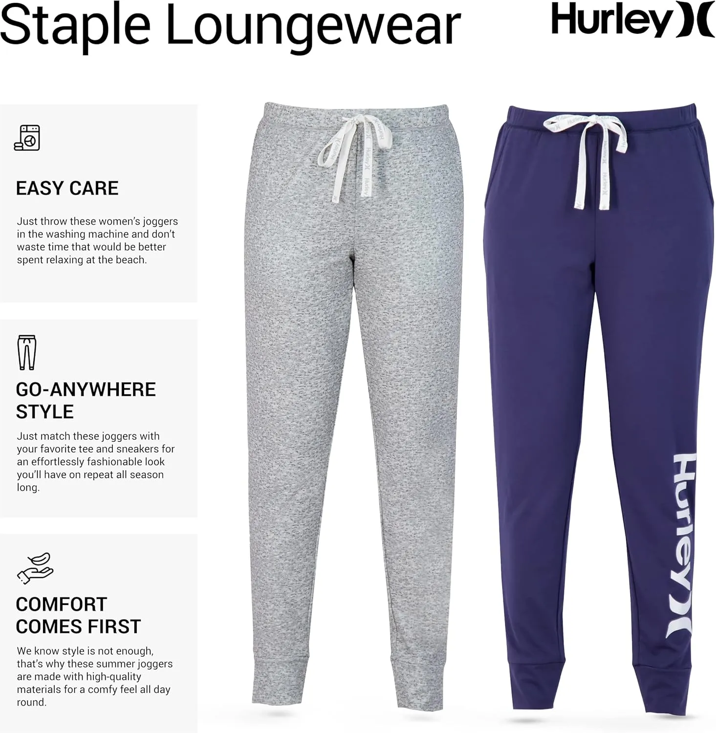 Hurley Womens 2 Pack Pajama Pants, Cute Super Soft Sleep Joggers