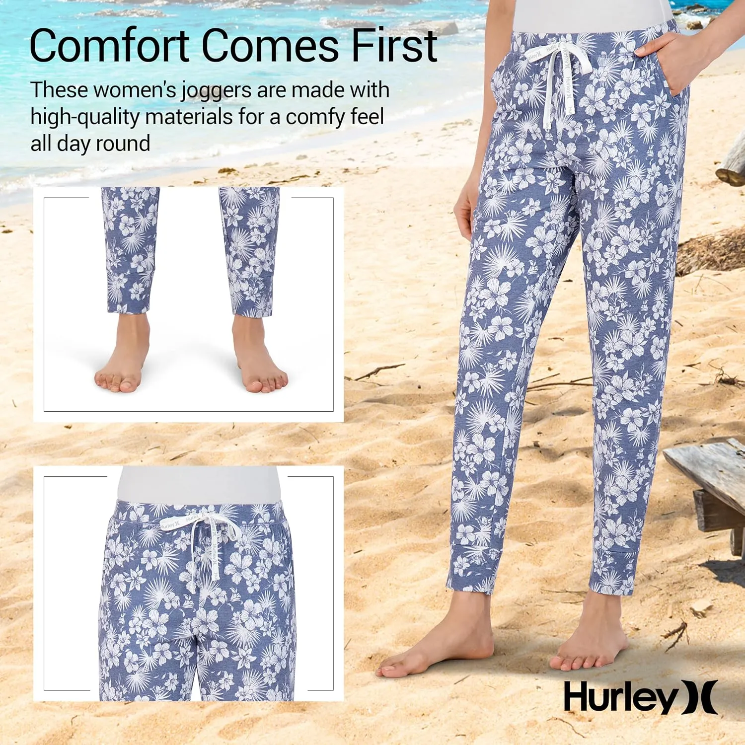 Hurley Womens 2 Pack Pajama Pants, Cute Super Soft Sleep Joggers