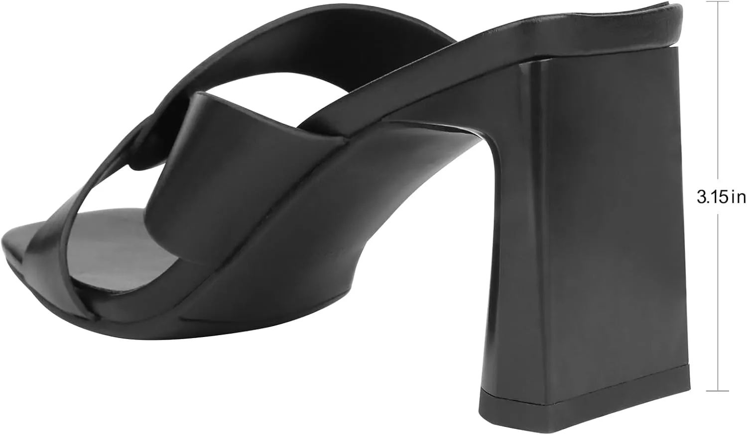 Husmeu Women's High Heeled Sandals for Women Dreesey Summer Mules Square Toe Slip on Heels Chunky Block Heels Sandals