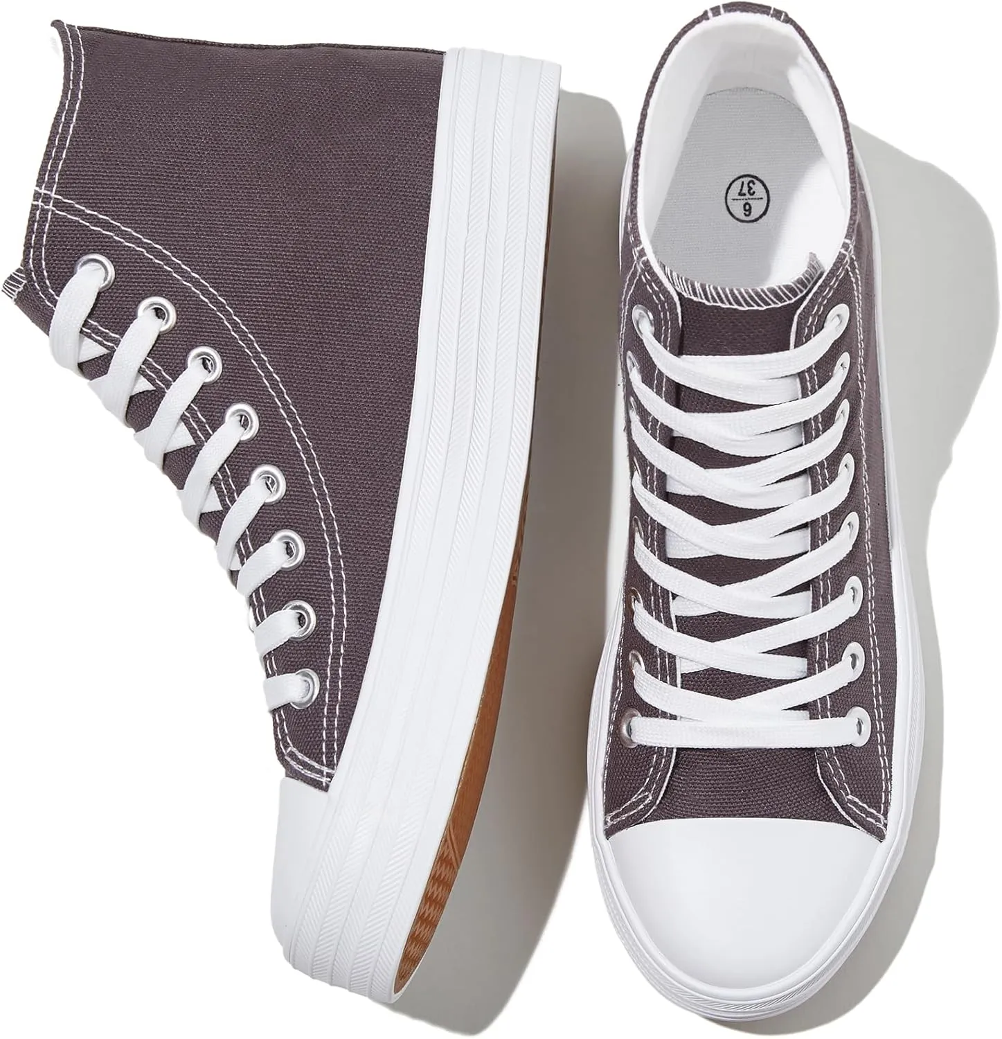 HYPOCRUTE Womens High Top Sneakers Classic Canvas Shoes for Women Lace Up Canvas Sneakers Casual Tennis Shoes for Walking