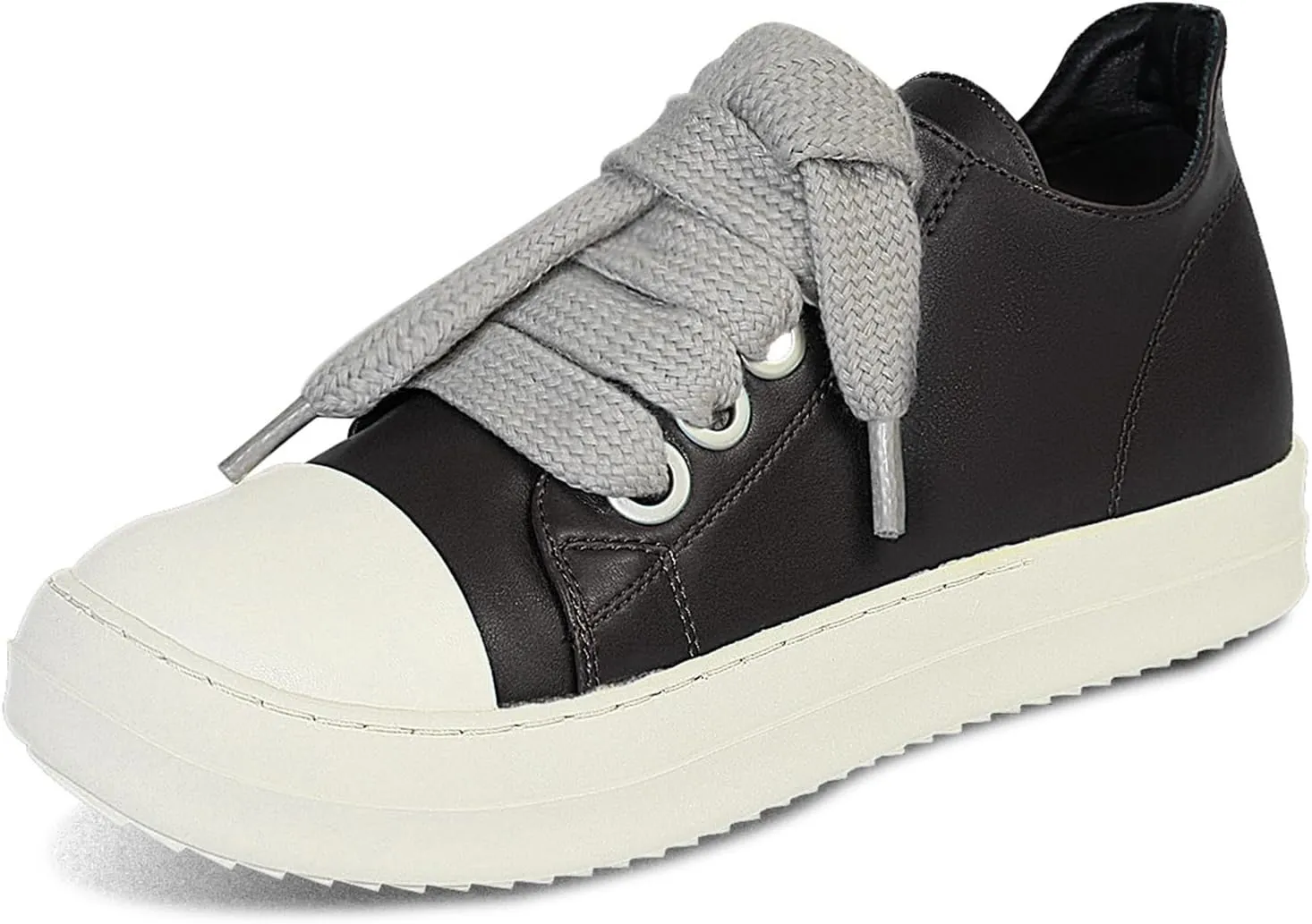IMPREMEY Women's Low top Sneakers Fashion Thick Strap Leather Walking Shoes.