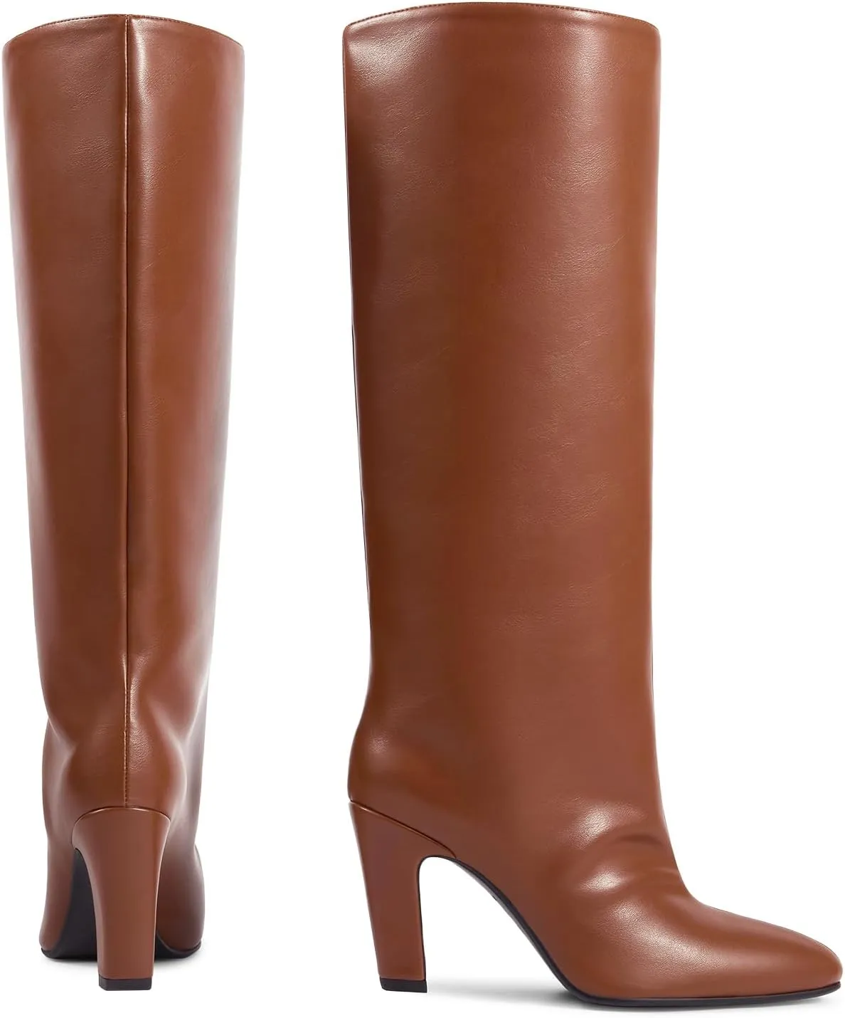 ISNOM Slouchy Knee High Boots Women for Regular Calf, Not for Bigger Wide Calf Chunky Heel Boots Long Boots Tall Boots